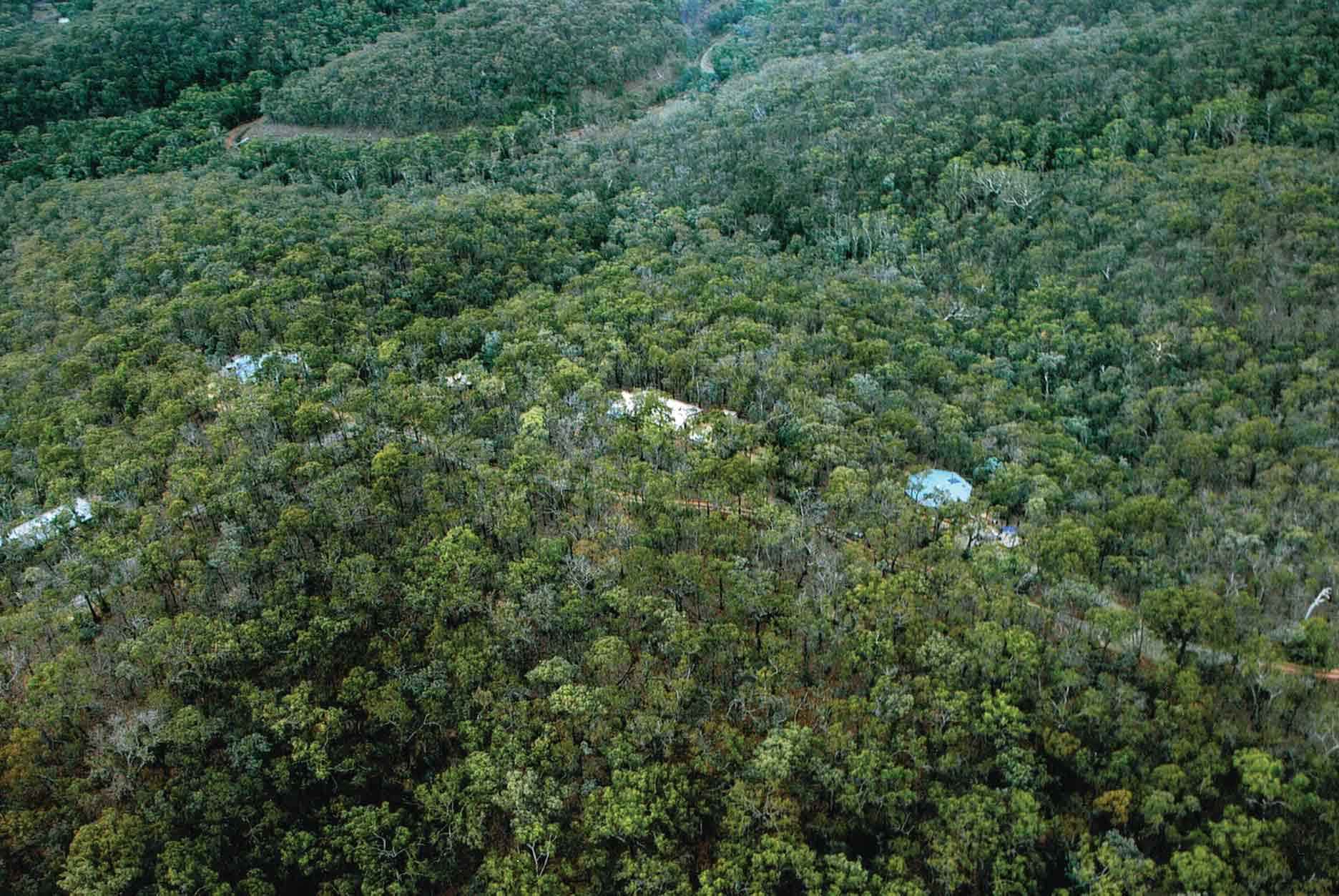 An aerial view of the Round the Bend Conservation Co-operative.