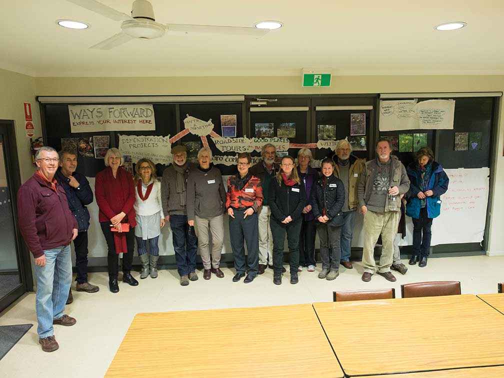 Members of NDLG and other groups get together to talk about roadside conservation in the Newham Hall in 2015.