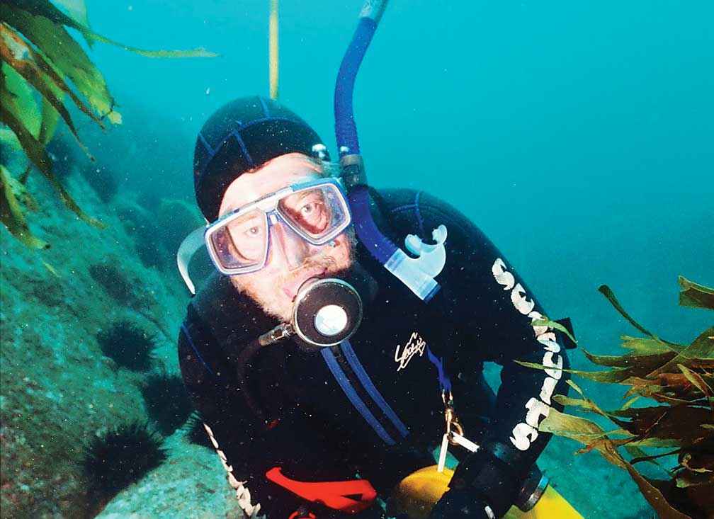 Don Love surveying the south pinnacle of Beware Reef in 2008.